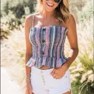 Pink lily cropped tank top